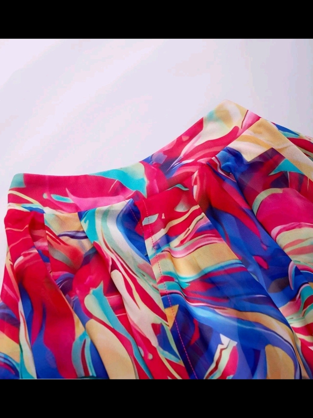 Vibrant Multi-Color Swirl Blouse Lightweight Long Sleeve Boho Abstract‎ Print - Picture 5 of 10